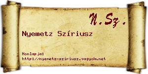 Nyemetz Szíriusz névjegykártya